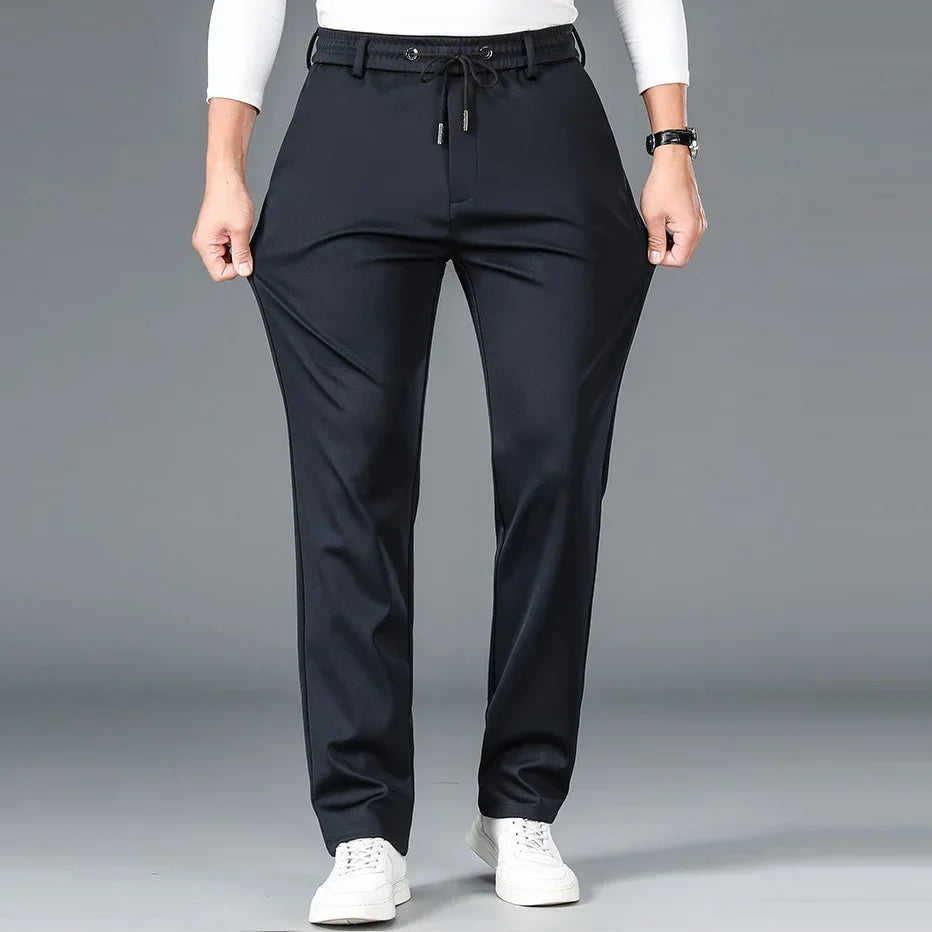 L-10XL Plus Size Men's Summer Straight Fit Elastic Waist Trousers