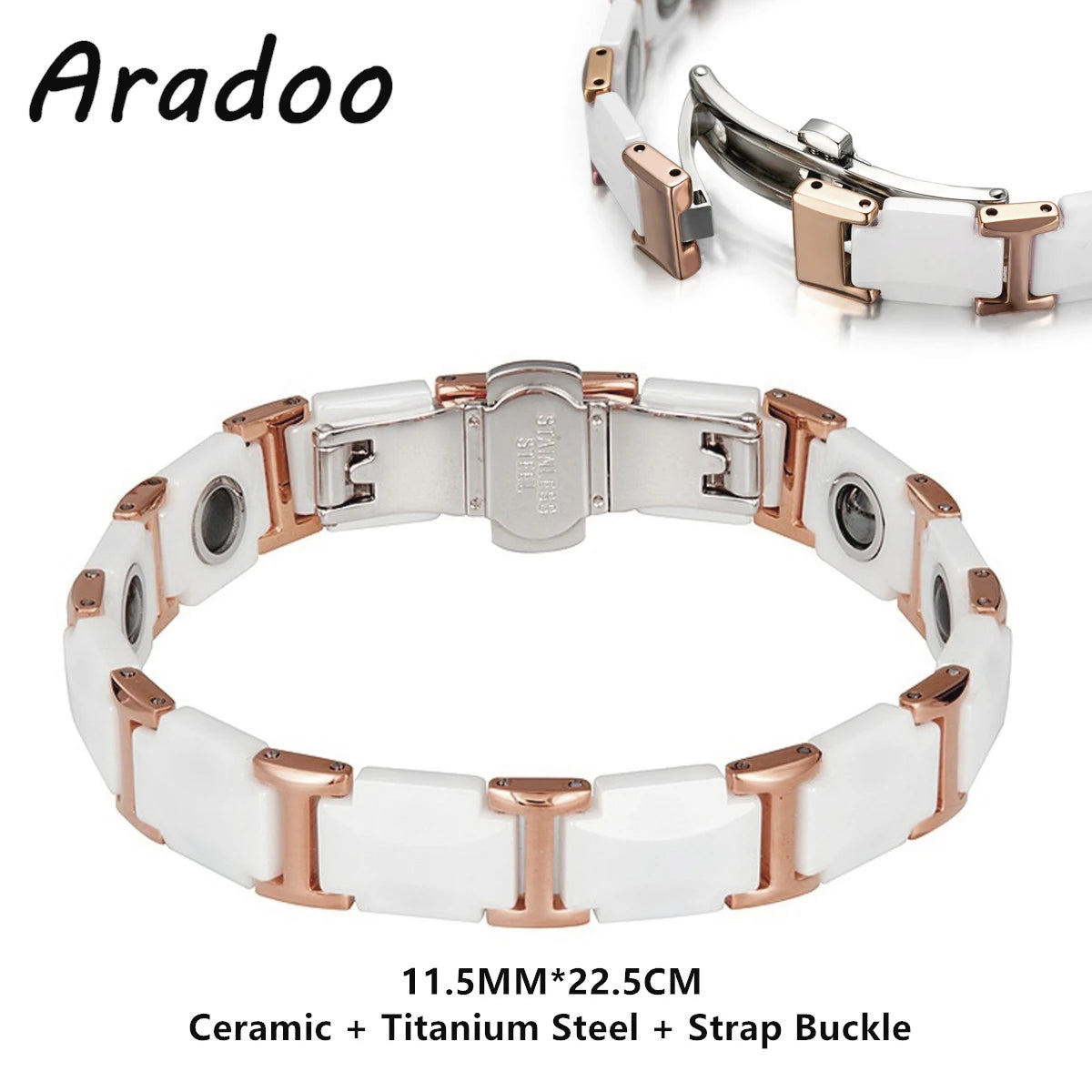 Ceramic Titanium Hematite Magnetic Therapy Bracelet
