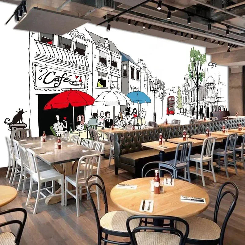 Mural Wallpaper 3D Coffee Shop Background