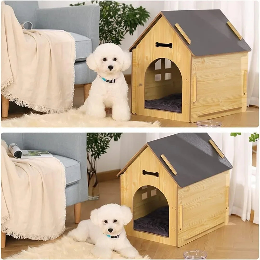 Wooden Pet House With Roof for Dogs