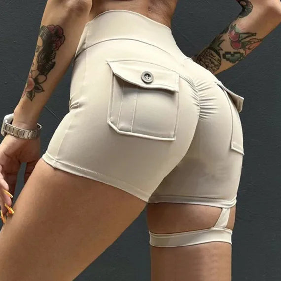 1/2PCS High Waist Scrunch Shorts Yoga Set