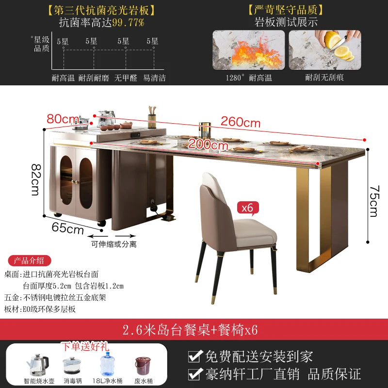 Italian Style Luxury Rock Slab Island Table