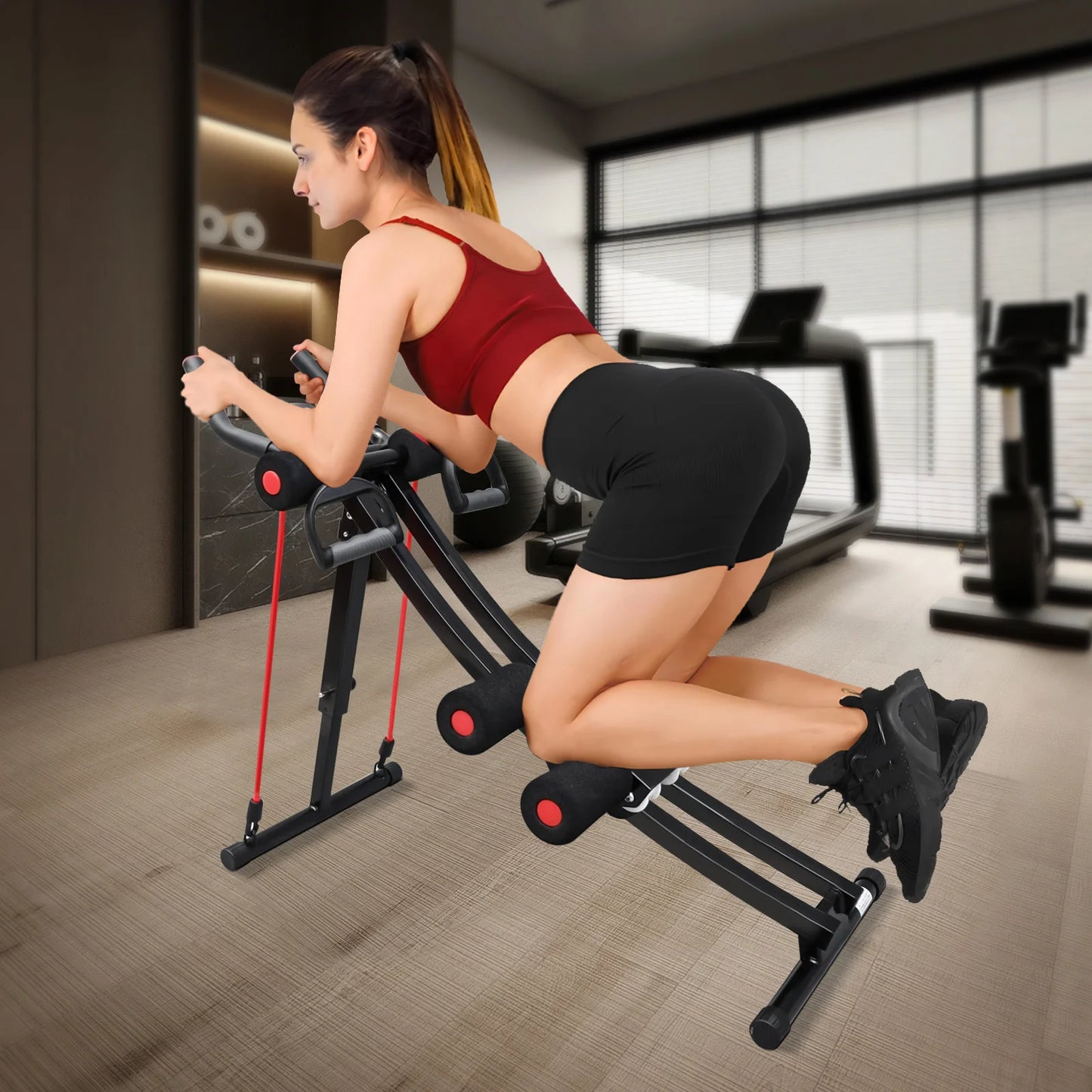 Foldable Abdominal Trainer Fitness Equipment Max 440lbs LCD Display