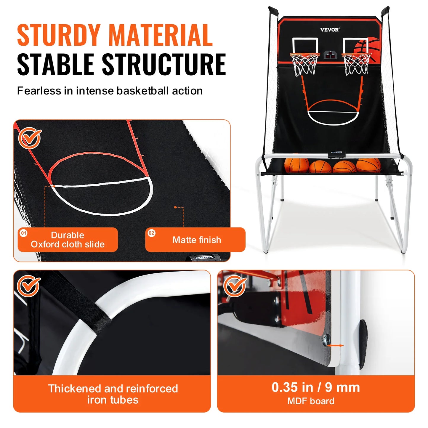 Indoor Basketball Game Dual Shot Sport w/ 4 Balls 8 Game Modes