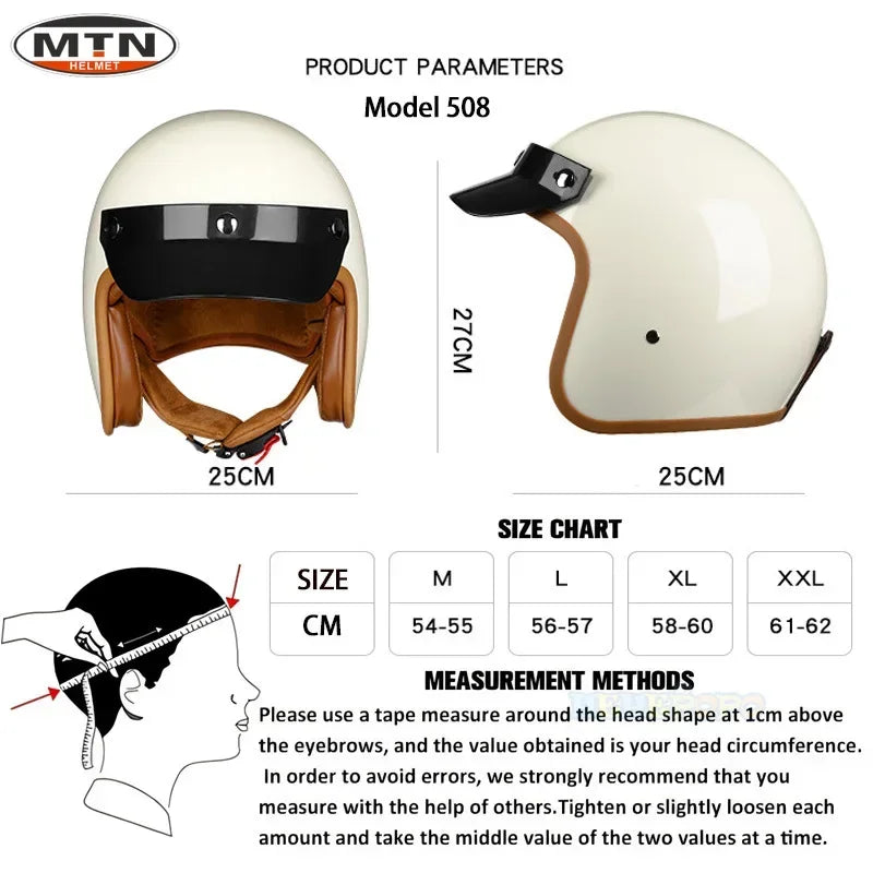 Vintage Motorcycle Helmet DOT Certified Synthetic Leather