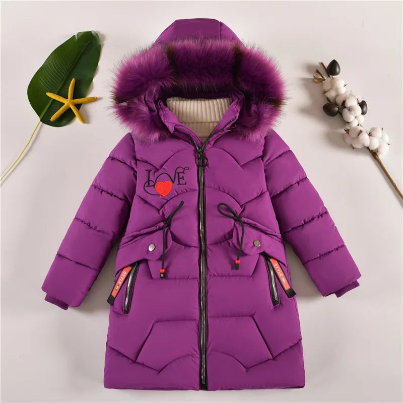 Winter Jacket Long Style Hooded Fur Collar