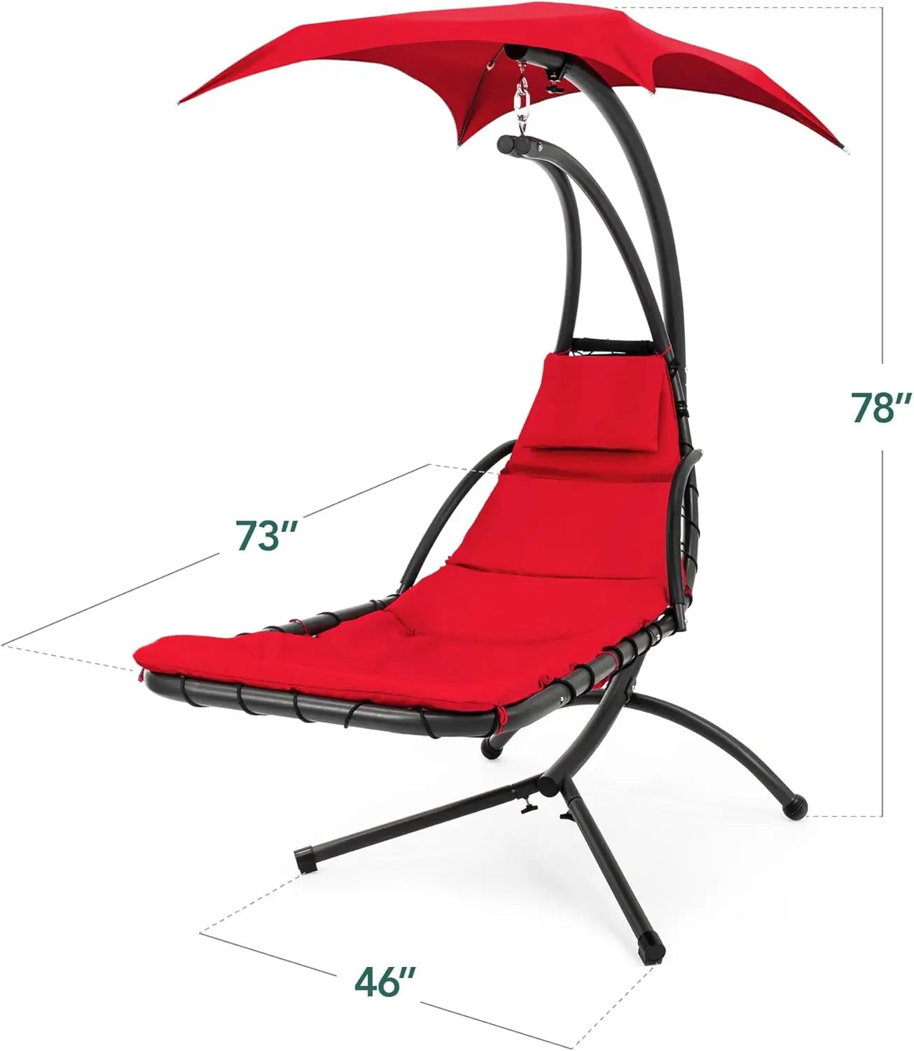 Hanging LED-Lit Curved Chaise Lounge Chair Swing