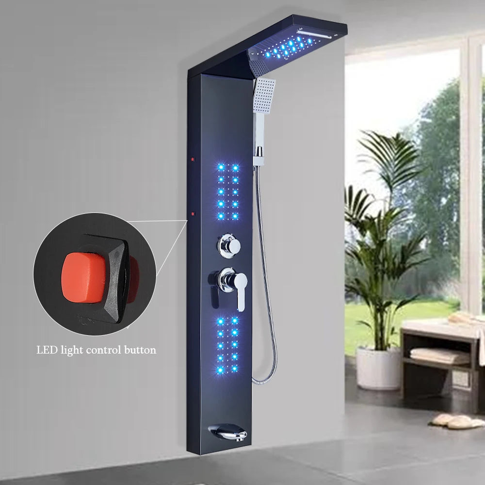 LED Shower Faucet SPA Massage Jet Shower Column System
