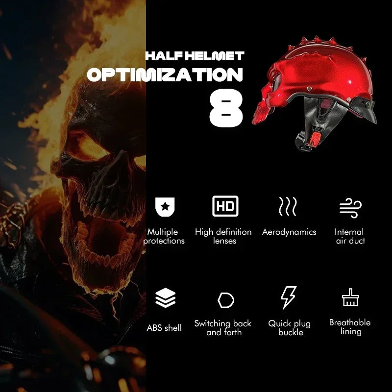 Retro Skull Half Face Motorcycle Helmet – ECE/DOT Approved
