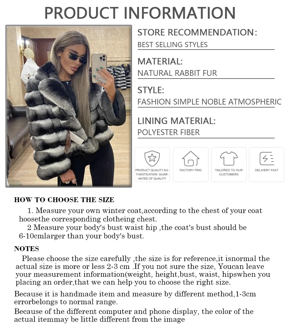 Winter Coat Ladies Long Chinchilla Jacket