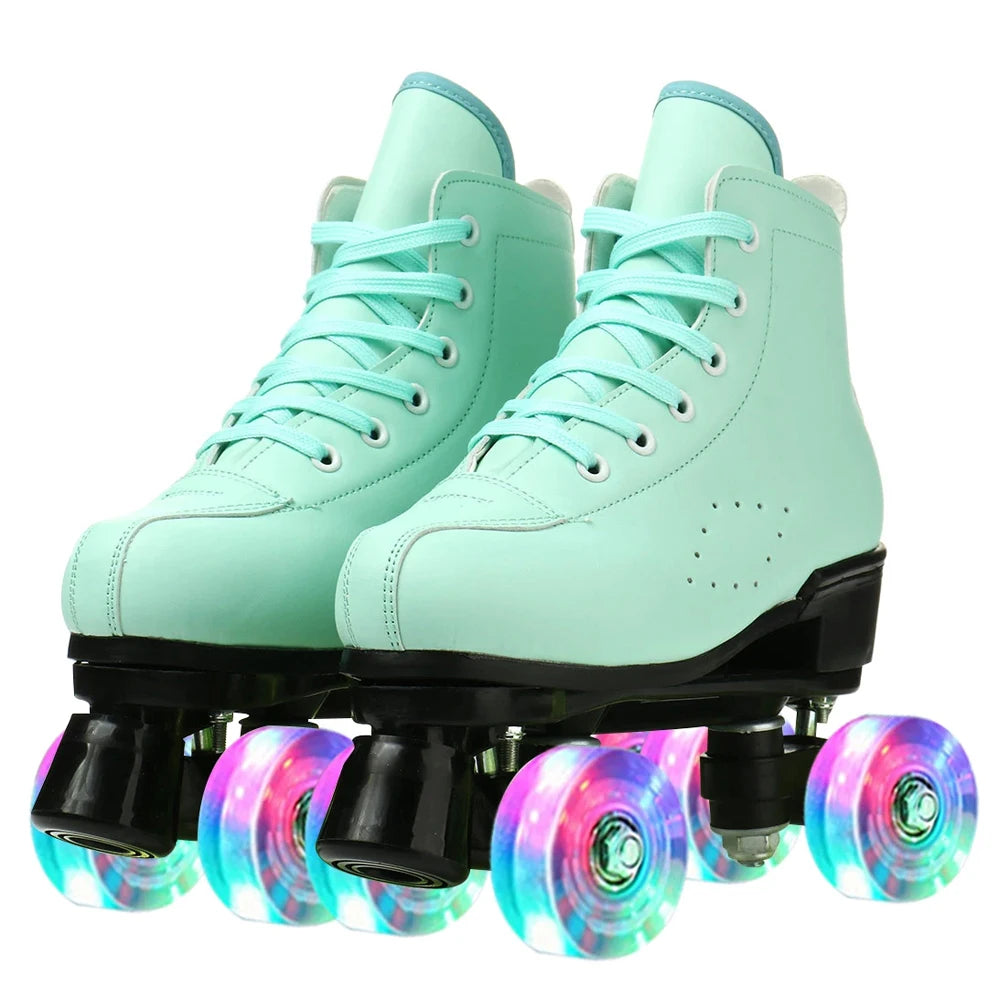 Outdoor PU Leather Roller Skates Breathable
