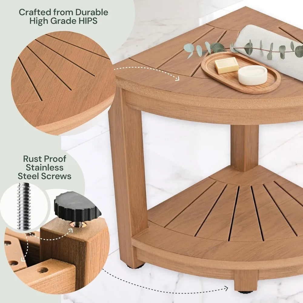 Brown Waterproof Shower Bench for Shaving Legs & to Sit On