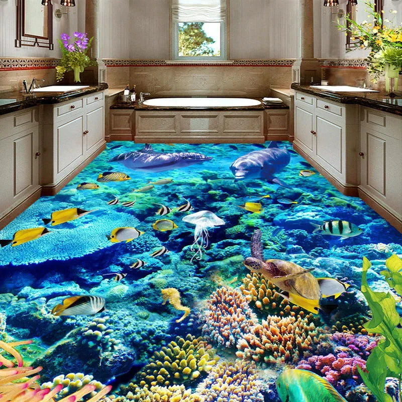 3D Photo Underwater World Flooring Bathroom