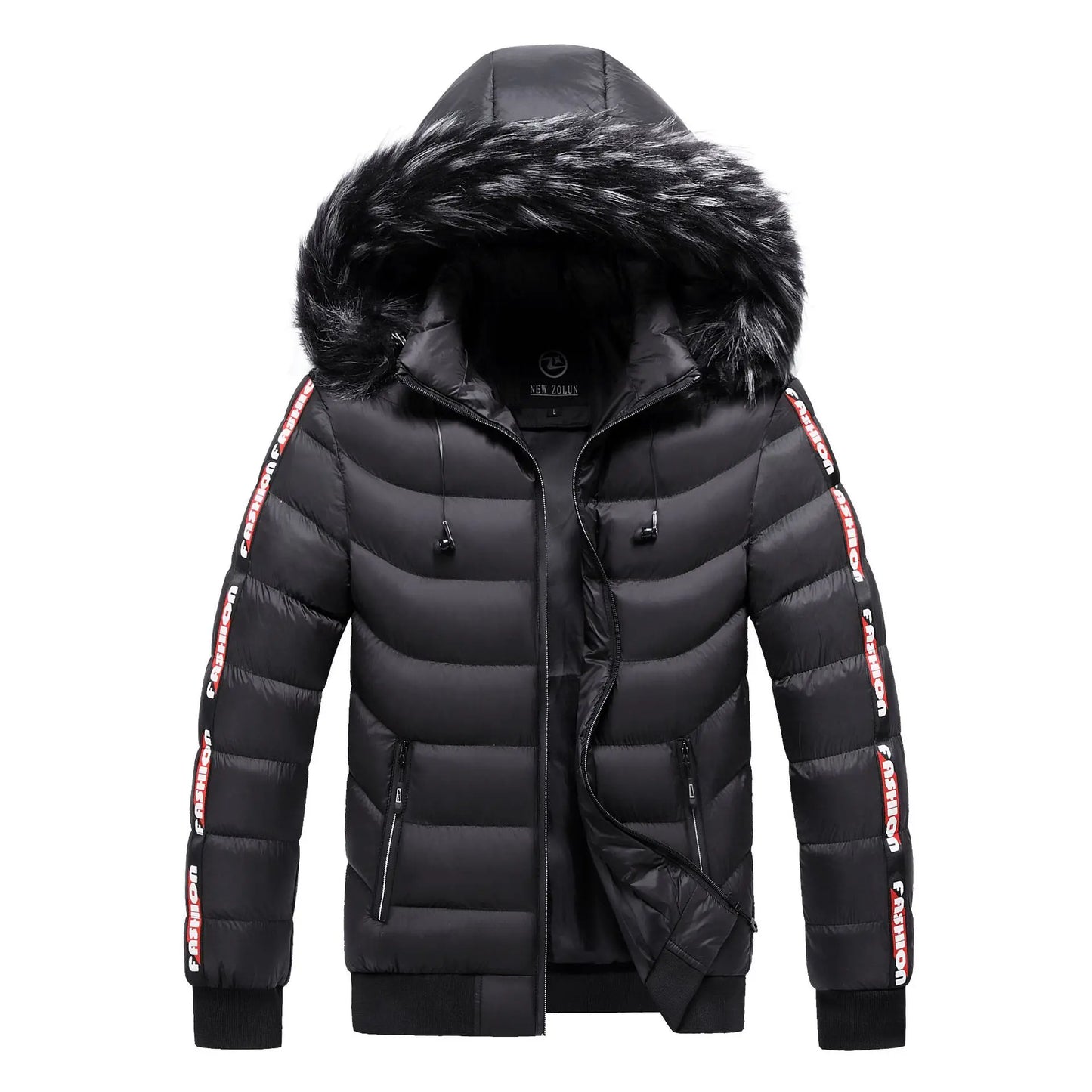 Winter Men Warm Hooded Parkas Detachable Hat