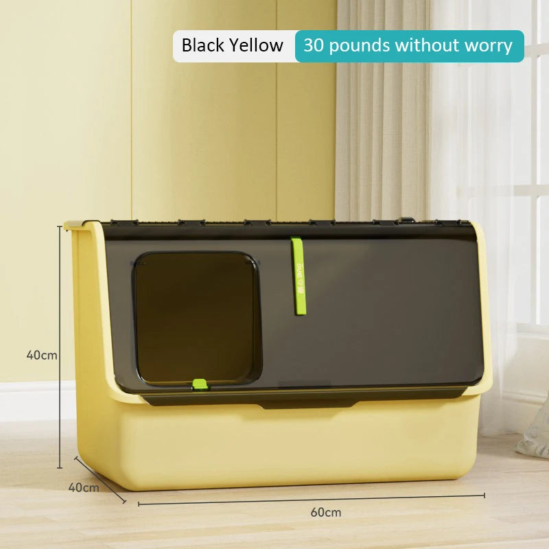 Top-Entry Cat Litter Box Extra Large Fully Enclosed Anti-Splash Mat Anti-Smell