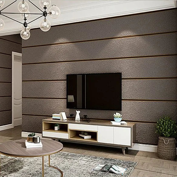 9.5m Roll Modern Deerskin Velvet Wallpaper Fabric 3D Stripe