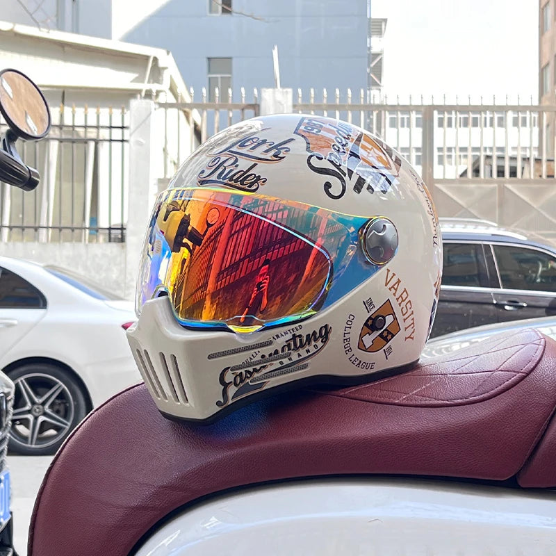 DOT Motorcross Vintage Full Face Retro Helmet