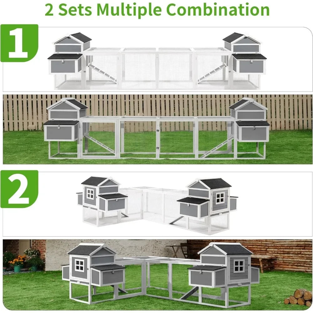 157 Inch Large Expandable Wooden Chicken Coop