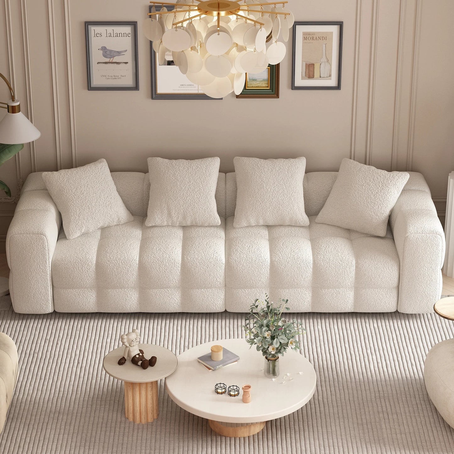 FUFU&GAGA Elegant Modern 4 Person Couch With 4 Pillows