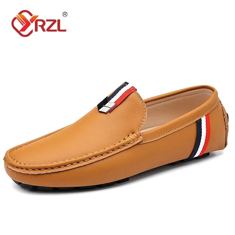 Mens Leather Casual Slip on Moccasins
