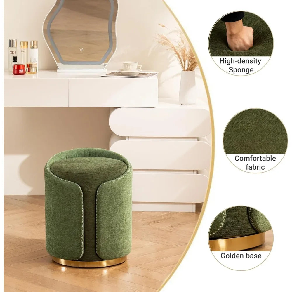 Swivel Vanity Stool with Gold Base