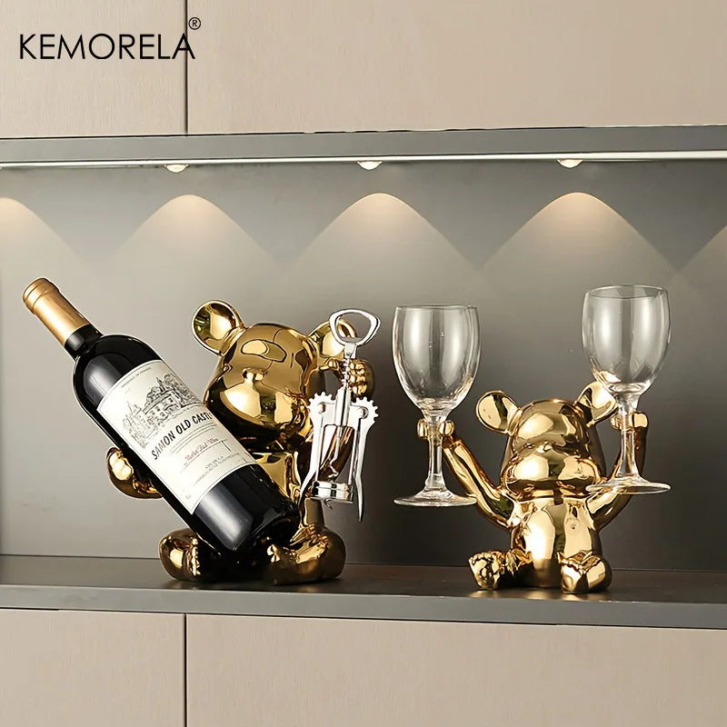 Creative Wine Rack with Bottle Opener Ceramic Cartoon