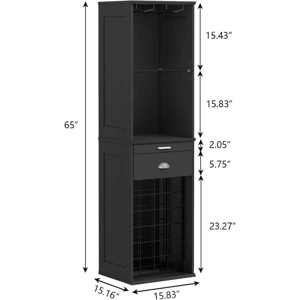 Wine Bar Cabinet with LED Lights, 65''
