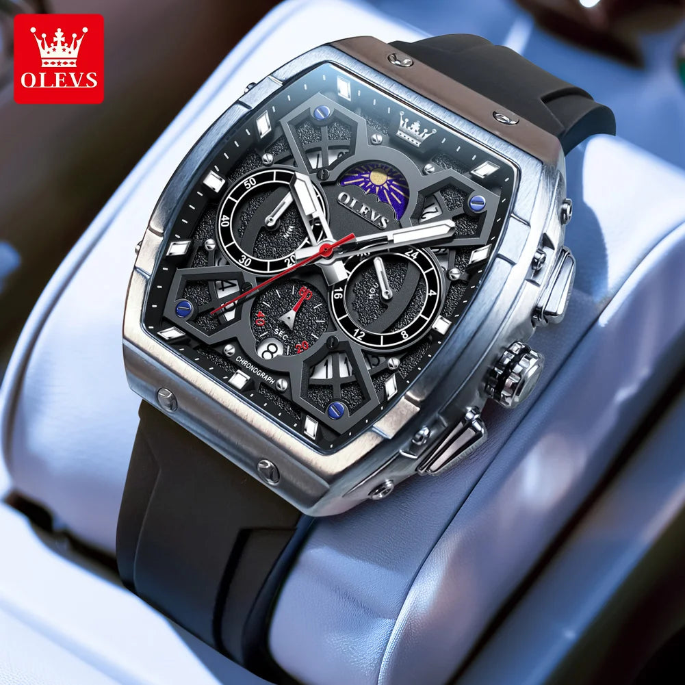 Moon Phase Chronograph Waterproof Quartz Wristwatch