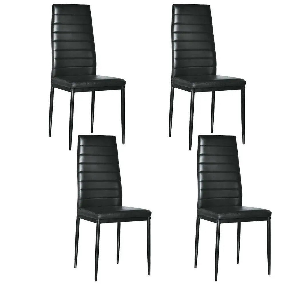 5 Piece Dining Set 4 Chair Glass Metal