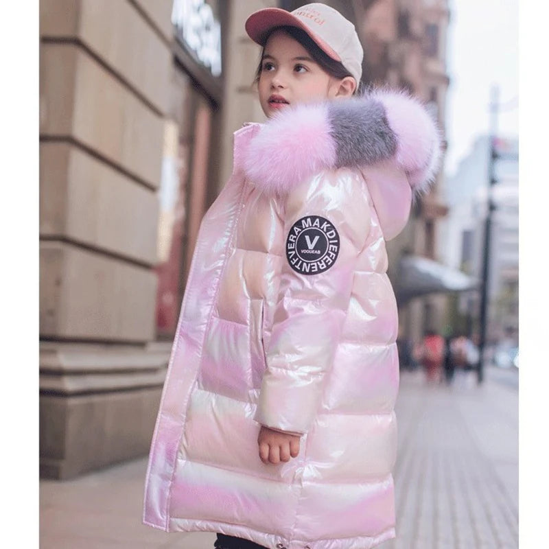 Winter Jacket Long Style Hooded Fur Collar