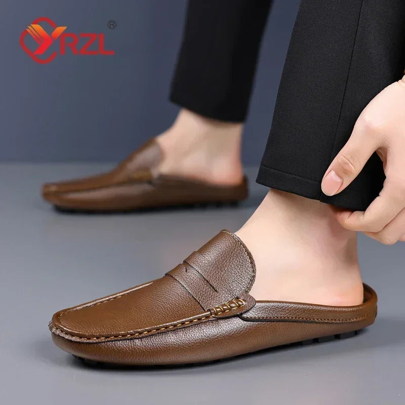 White Loafers Mens Handmade Summer Slip on Half Shoes