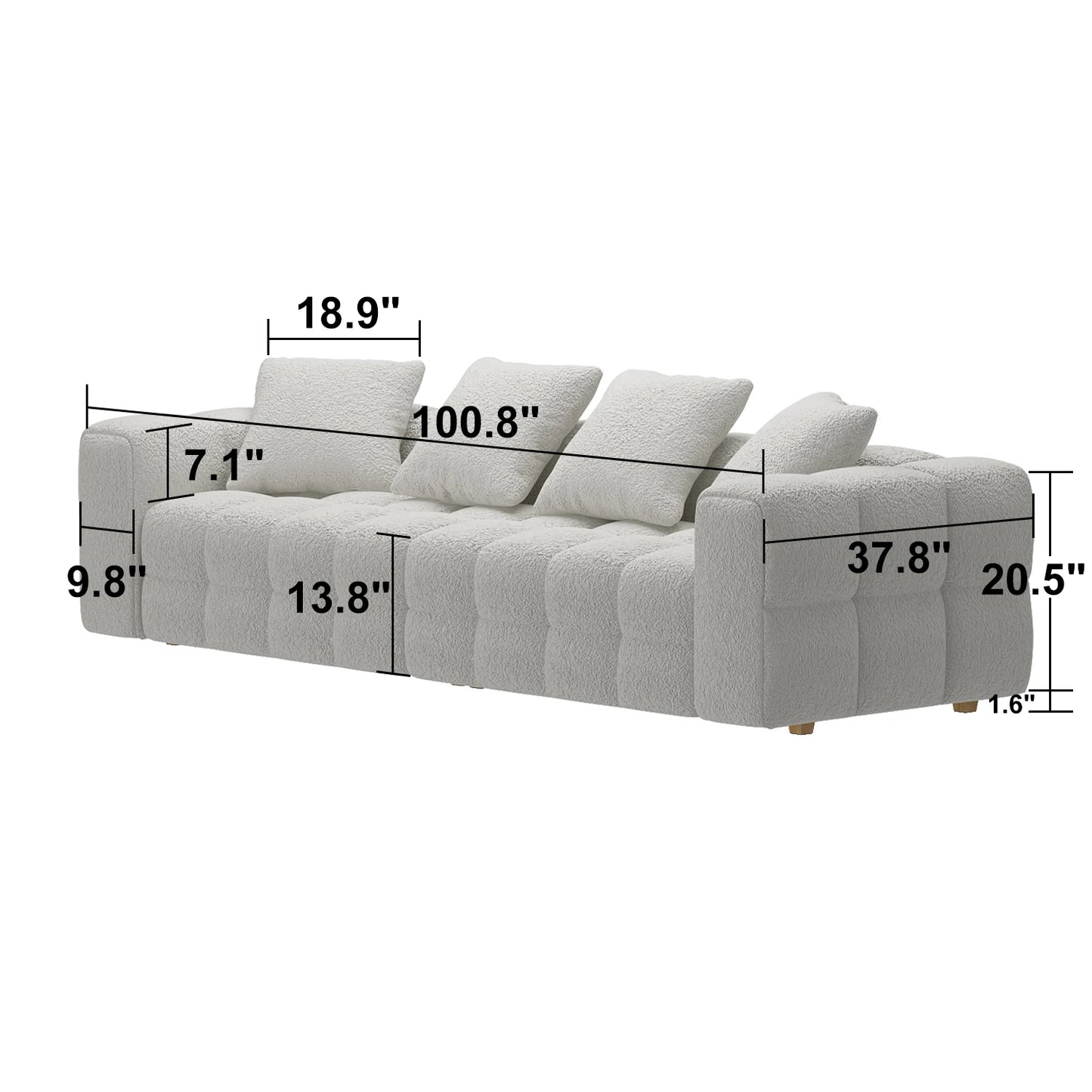 FUFU&GAGA Elegant Modern 4 Person Couch With 4 Pillows
