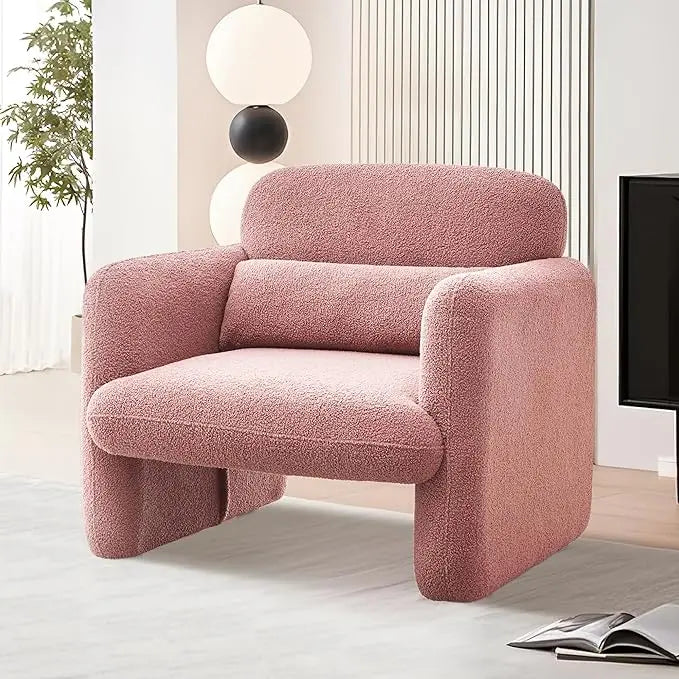 Modern Lamb Fabric Upholstered Arm Chair