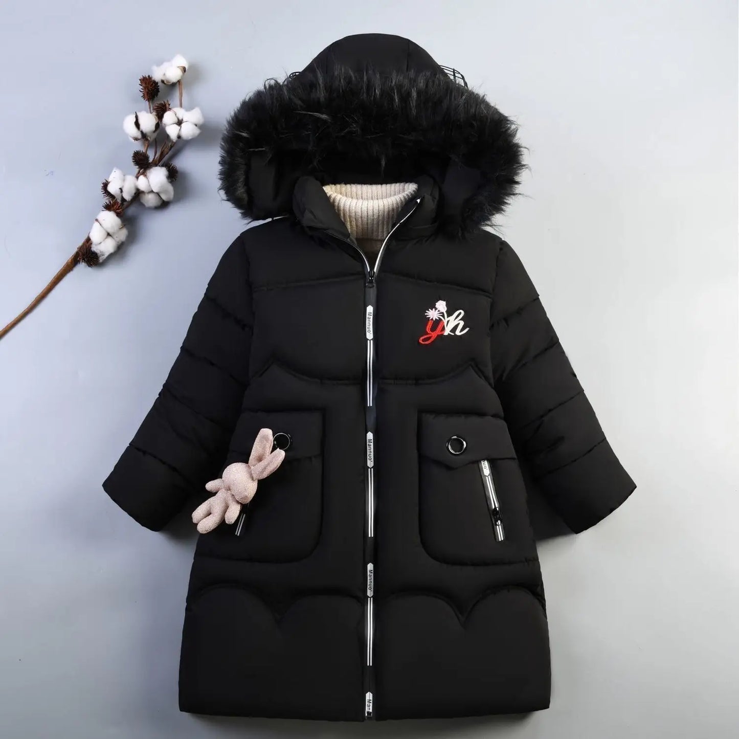 Winter Jacket Long Style Hooded Fur Collar