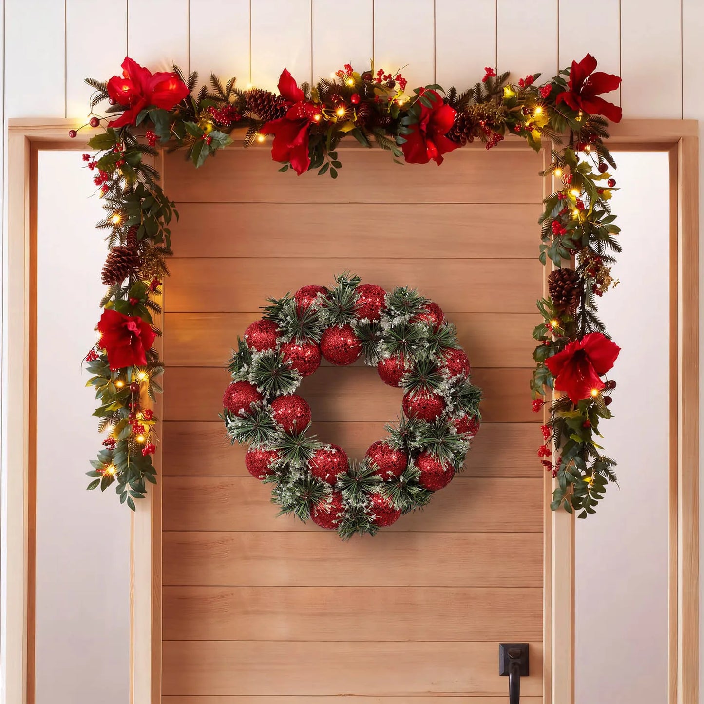 Red Christmas Wreath for Front Door