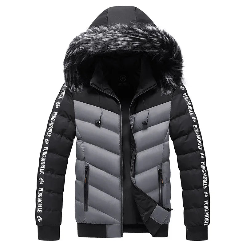 Winter Men Warm Hooded Parkas Detachable Hat