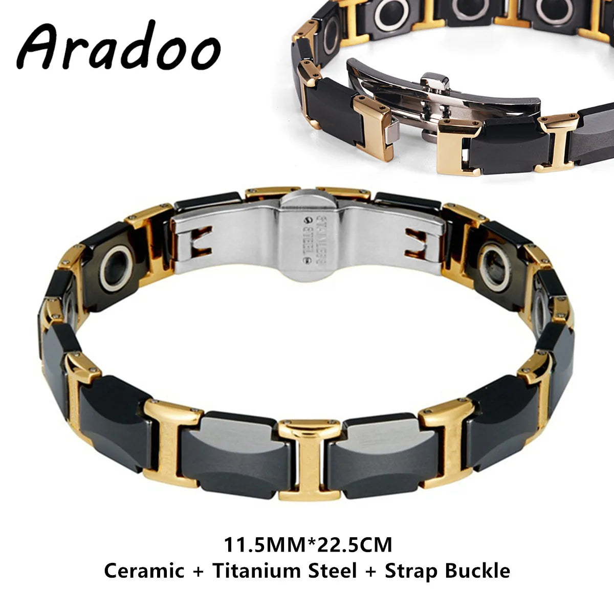 Ceramic Titanium Hematite Magnetic Therapy Bracelet