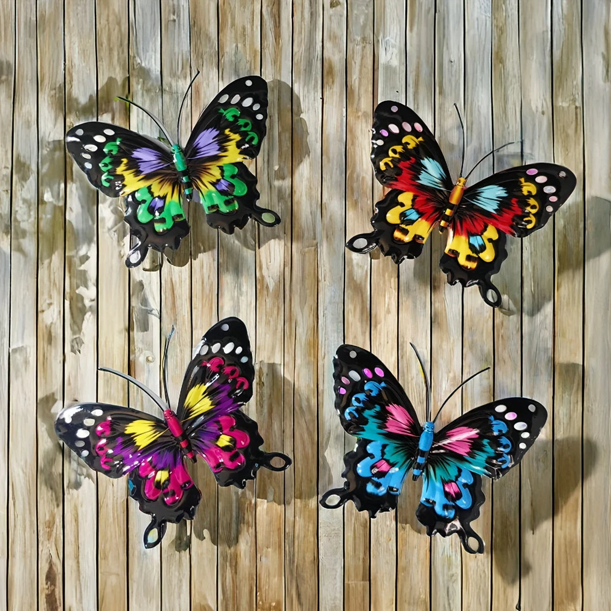 4-Pack Colorful Metal Butterfly Wall Art
