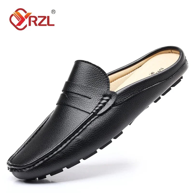 White Loafers Mens Handmade Summer Slip on Half Shoes