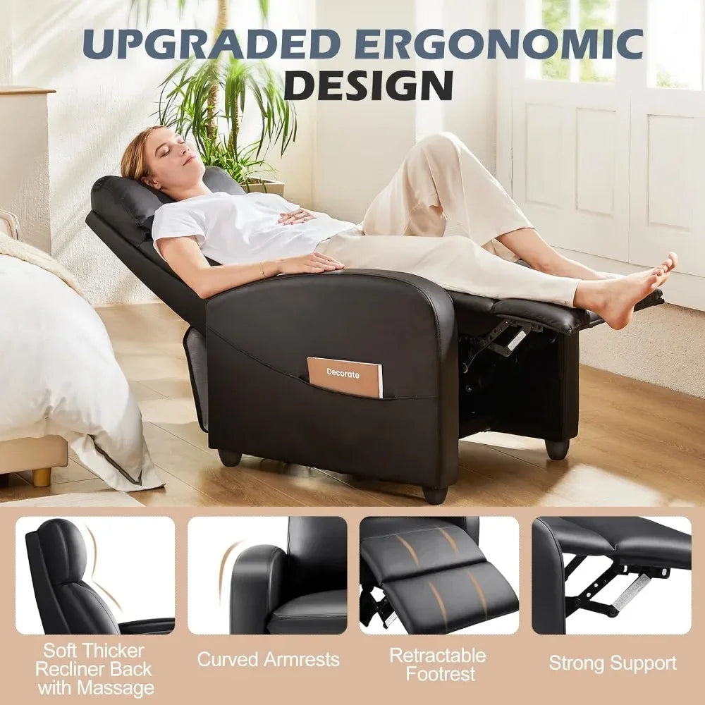 Leather Recliner Adjustable Home Theater Seating
