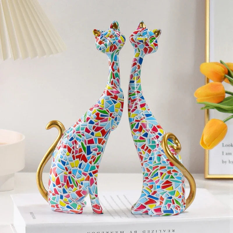 Home Decor Nordic Graffiti Art Cat Abstract Figurines