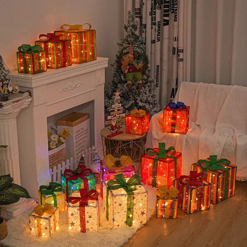 Christmas Gift Box Three-piece Christmas Decoration Lights