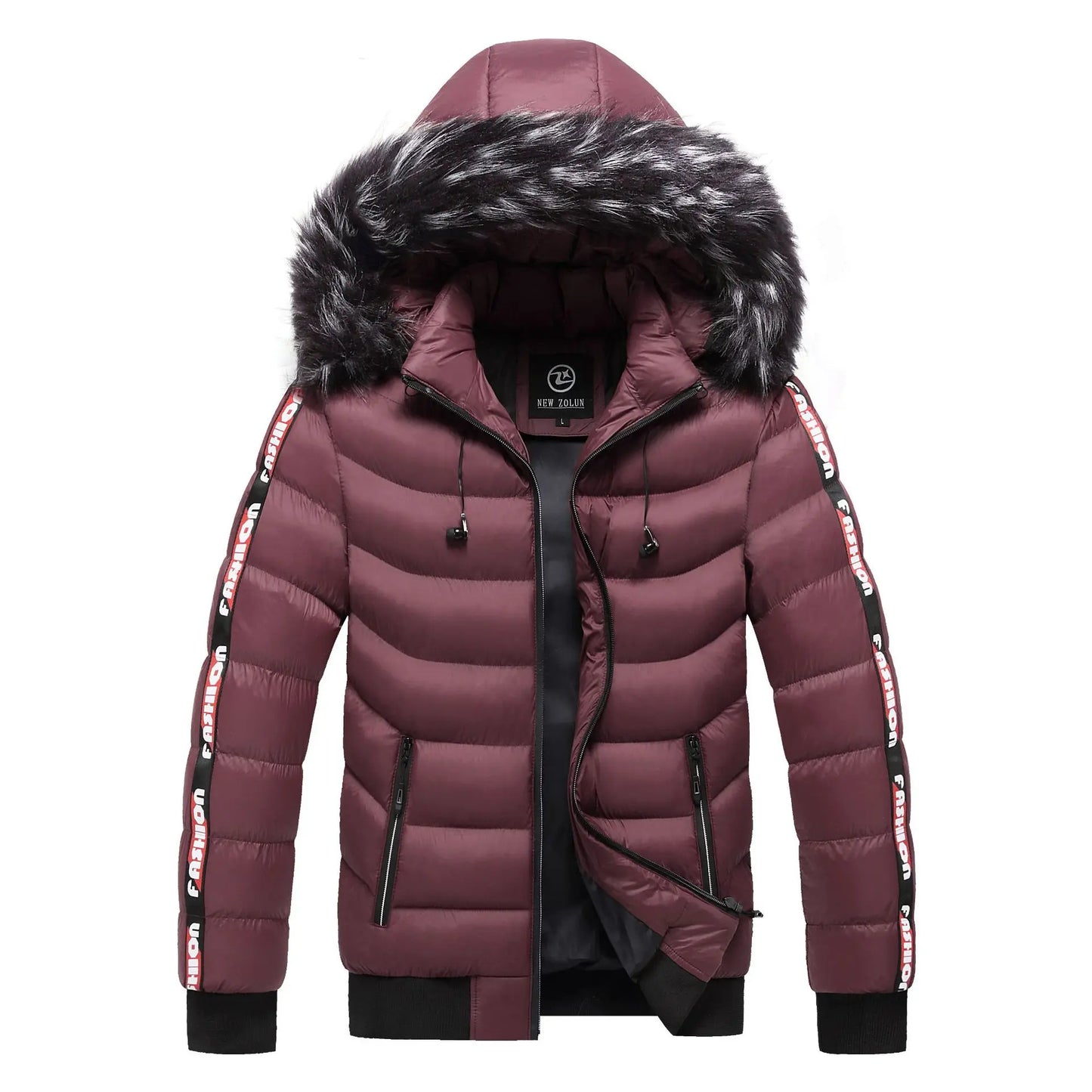 Winter Men Warm Hooded Parkas Detachable Hat