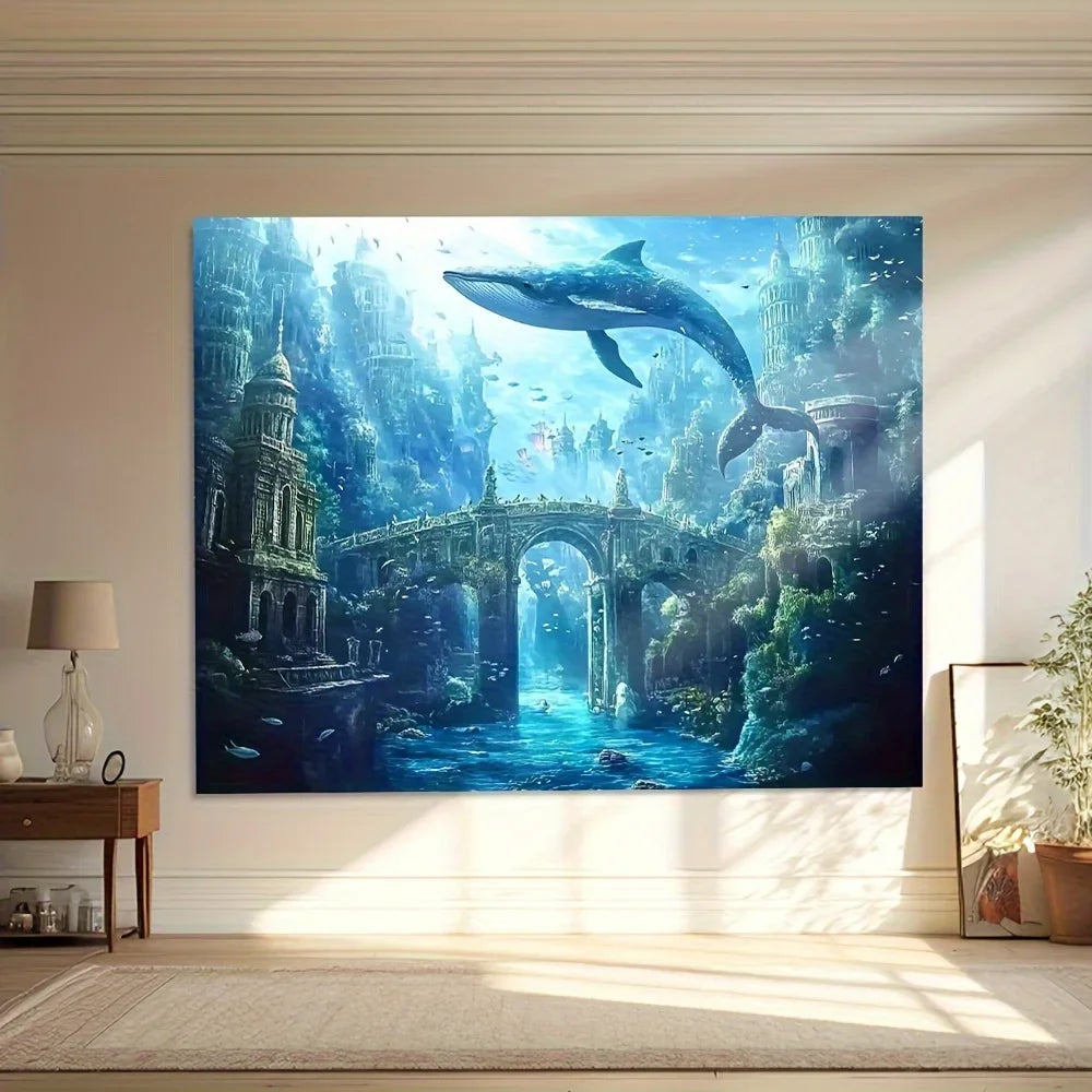 Fantasy Underwater World Whale Scene Tapestry