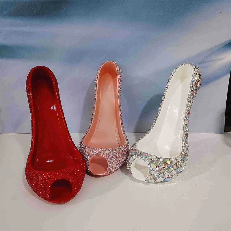Sparkling Rhinestone High Heel Shoe Wine Bottle Holder