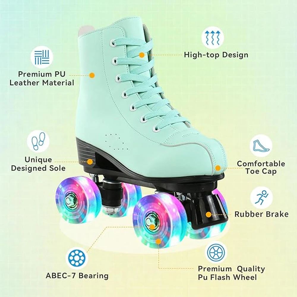 Outdoor PU Leather Roller Skates Breathable