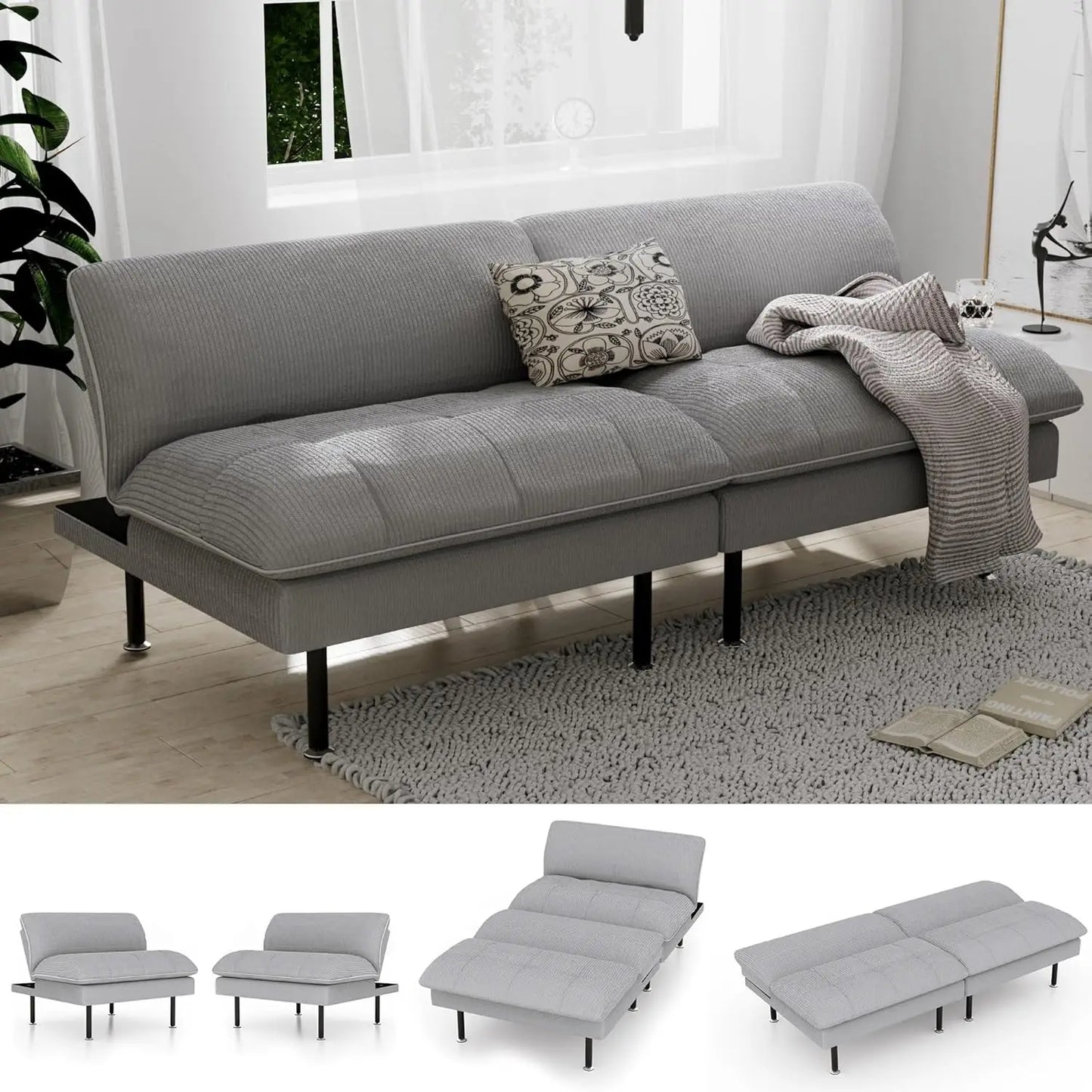 70" 4 in 1 Multi-Function Couch Sleeper with Adjustable Backrest