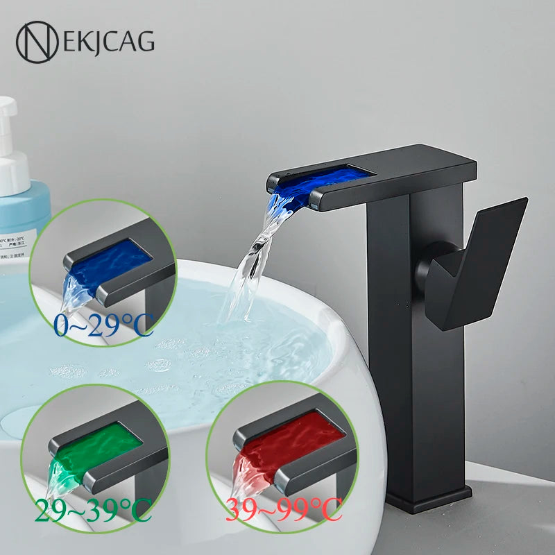 LED Bathroom Basin Faucet Waterfall