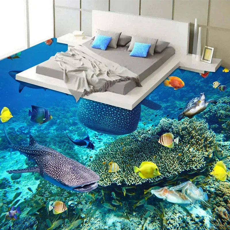Shark Seaweed Coral 3D Floor Murals