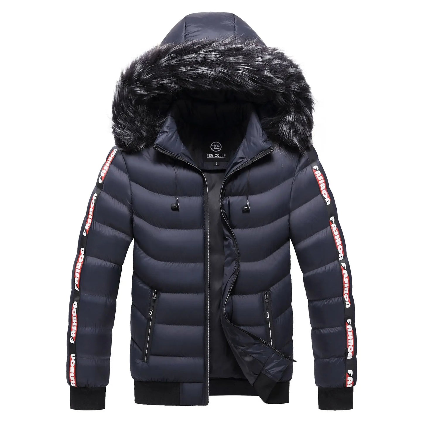 Winter Men Warm Hooded Parkas Detachable Hat